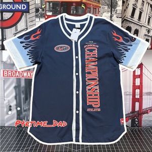 Nike Sportswear Mens XL Blue Flame Button Up Shirt DV9642-437